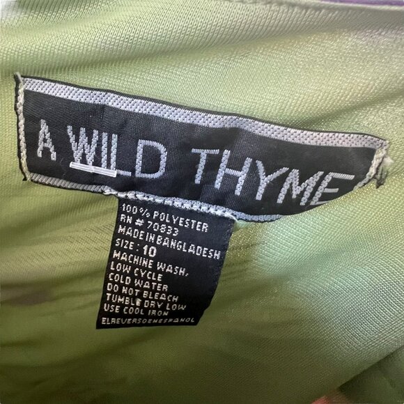 Vintage 90s Green Floral Jungle Print Sleeveless Chiffon Midi Dress Medium - Picture 5 of 9